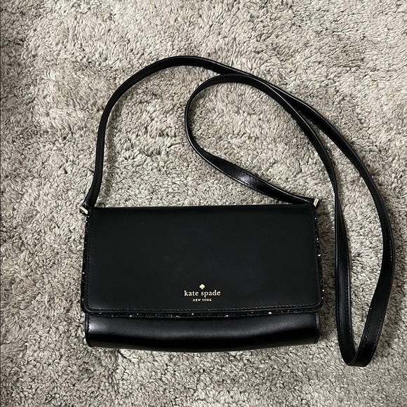 kate spade Handbags - kate spade Black Leather Crossbody with Gold Logo